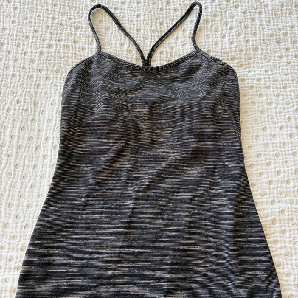 lululemon athletica Heathered Black Grey Strappy Tank Top